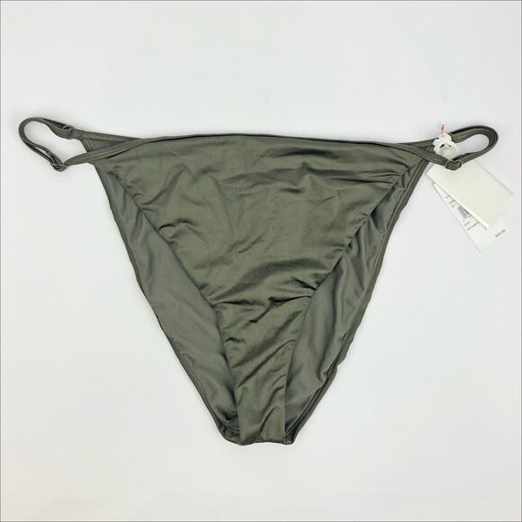 Good American Good Fit String Bikini Bottom Sz 7 (4XL) Stormy Green NWT - Picture 1 of 12